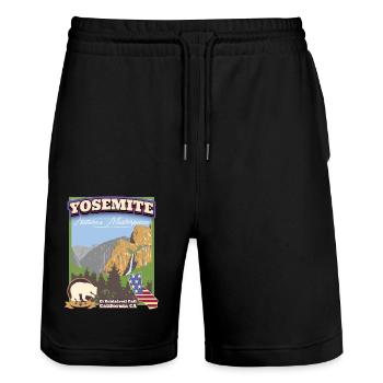 Yosemite National Park, Vintage California Ca - Stanley/Stella Trainer Unisex Organic Jogging Shorts - black - Front - Nik (191cm) & Marisol (170cm)