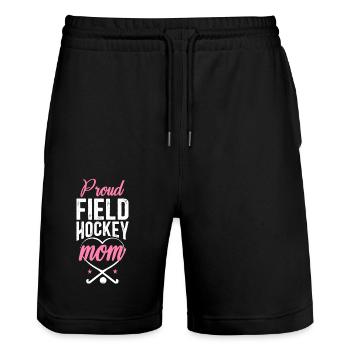Field Hockey Mom Proud Field - Stanley/Stella Unisex Bio Joggingshorts Trainer  - Schwarz - Vorne - Nik (191cm) & Marisol (170cm)