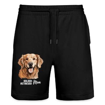 Dog Golden Retriever - Stanley/Stella Trainer Unisex Organic Jogging Shorts - black - Front - Nik (191cm) & Marisol (170cm)