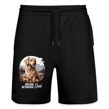 Dog Golden Retriever - Stanley/Stella Trainer Unisex Organic Jogging Shorts - black - Front - Nik (191cm) & Marisol (170cm)