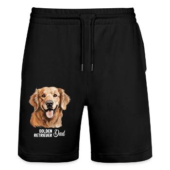 Dog Golden Retriever - Stanley/Stella Trainer Unisex Organic Jogging Shorts - black - Front - Nik (191cm) & Marisol (170cm)