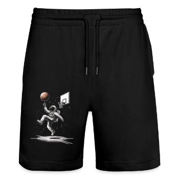 Basketball Astronaut - Stanley/Stella Trainer Unisex Organic Jogging Shorts - black - Front - Nik (191cm) & Marisol (170cm)