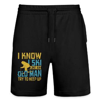 I Know I Ski Like An Old Man Try To Keep Up Skier - Stanley/Stella Unisex Bio Joggingshorts Trainer  - Schwarz - Vorne - Nik (191cm) & Marisol (170cm)