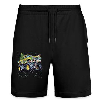 Monster Truck Racing, Monster Truck Cool Noël - Short de jogging bio TRAINER Stanley/Stella unisexe - noir - Devant - Nik (191cm) & Marisol (170cm)