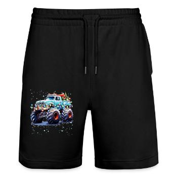 Mosnter Truck Lover Cool Christmas Design for Men, - Stanley/Stella Trainer Unisex Organic Jogging Shorts - black - Front - Nik (191cm) & Marisol (170cm)