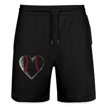 Baseball Herz Valentinstag Lustige Paare Passende - Stanley/Stella Unisex Bio Joggingshorts Trainer  - Schwarz - Vorne - Nik (191cm) & Marisol (170cm)