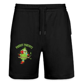 Parrot Parents Tier Vogel - Stanley/Stella Unisex Bio Joggingshorts Trainer  - Schwarz - Vorne - Nik (191cm) & Marisol (170cm)