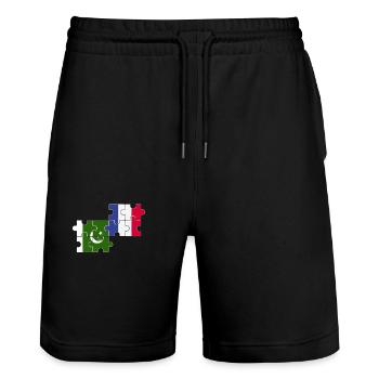 Pakistan France Flag French Pakistani - Stanley/Stella Trainer Unisex Organic Jogging Shorts - black - Front - Nik (191cm) & Marisol (170cm)
