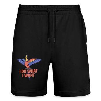 I Do What I Want Parrot Owner Bird Avian - Stanley/Stella Trainer Unisex Organic Jogging Shorts - black - Front - Nik (191cm) & Marisol (170cm)