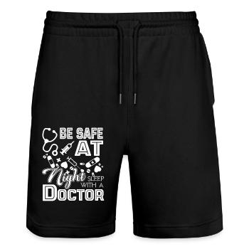 Doctor Sleep With A Doctor - Stanley/Stella Trainer Unisex Organic Jogging Shorts - black - Front - Nik (191cm) & Marisol (170cm)