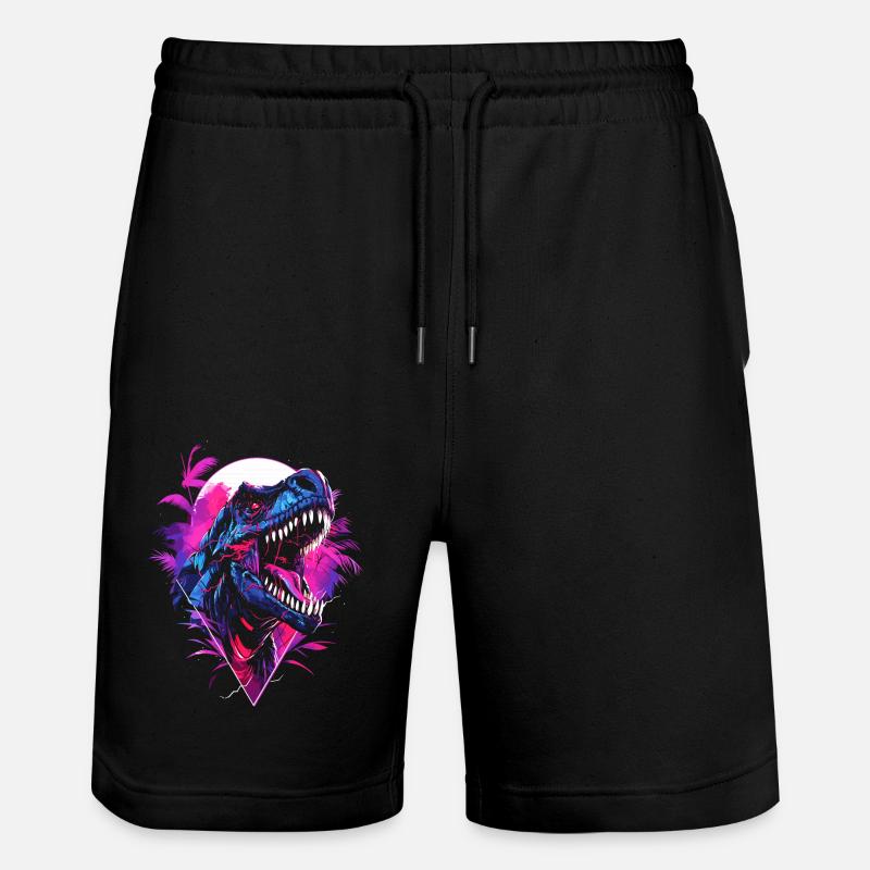Synthwave T Rex - Stanley/Stella Unisex Bio Joggingshorts Trainer  - Schwarz