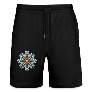 Frost Symbol Stern Winter Schnee - Stanley/Stella Unisex Bio Joggingshorts Trainer  - Schwarz - Vorne - Nik (191cm) & Marisol (170cm)