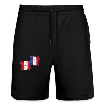 Peru Frankreich Flagge Franzose Peruaner - Stanley/Stella Unisex Bio Joggingshorts Trainer  - Schwarz - Vorne - Nik (191cm) & Marisol (170cm)