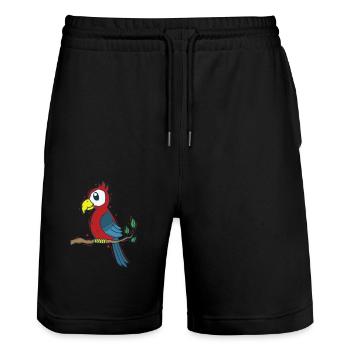 Parrot Exotic Tropics Animal - Stanley/Stella Trainer Unisex Organic Jogging Shorts - black - Front - Nik (191cm) & Marisol (170cm)