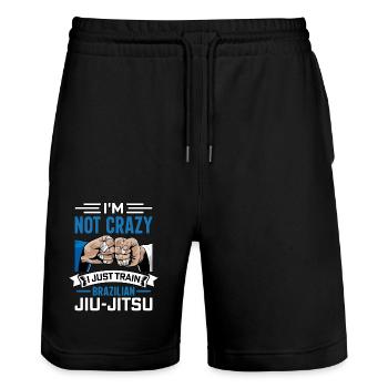 I'm not crazy I just train Brazilian Jiu-Jitsu - Stanley/Stella Trainer Unisex Organic Jogging Shorts - black - Front - Nik (191cm) & Marisol (170cm)