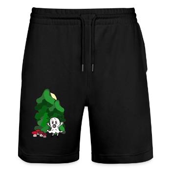Wald Gespenst Geist Oktober Pilze Tannen Natur - Stanley/Stella Unisex Bio Joggingshorts Trainer  - Schwarz - Vorne - Nik (191cm) & Marisol (170cm)
