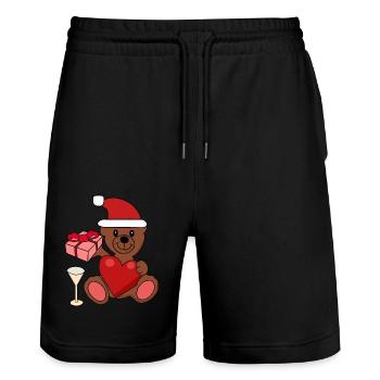 Teddybär Weihnacht Party feiern Weihnachtsgeschenk - Stanley/Stella Unisex Bio Joggingshorts Trainer  - Schwarz - Vorne - Nik (191cm) & Marisol (170cm)