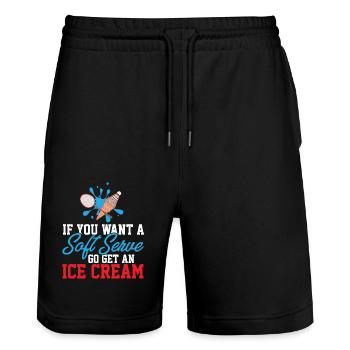 If You Want A Soft Serve Go Get An Ice Cream - Stanley/Stella Unisex Bio Joggingshorts Trainer  - Schwarz - Vorne - Nik (191cm) & Marisol (170cm)