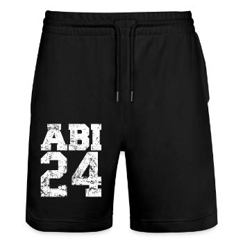 Abitur Abi 2024 Abiturienten Abschluss Geschenk - Stanley/Stella Unisex Bio Joggingshorts Trainer  - Schwarz - Vorne - Nik (191cm) & Marisol (170cm)