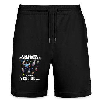 I Don't Always Climb Walls Oh Wait Boulder Climbin - Stanley/Stella Unisex Bio Joggingshorts Trainer  - Schwarz - Vorne - Nik (191cm) & Marisol (170cm)