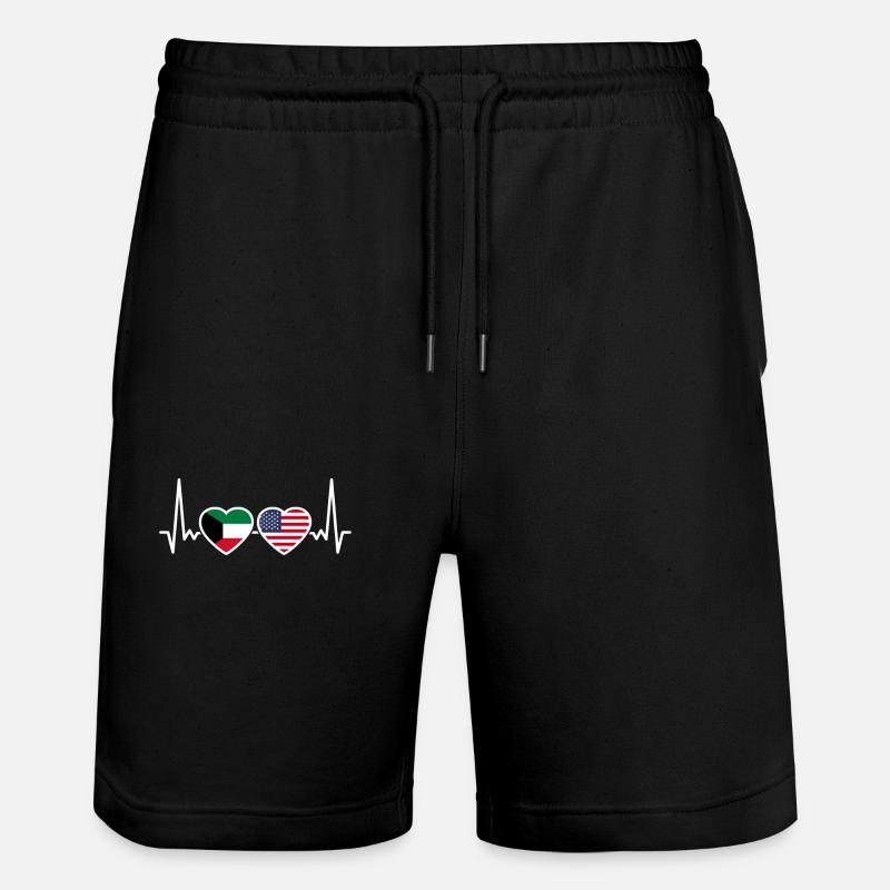 Koweït, États-Unis, Heartbeat, Drapeau, Koweïtien - Short de jogging bio TRAINER Stanley/Stella unisexe - noir