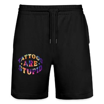 Tattoos are Stupid - Stanley/Stella Trainer Unisex Organic Jogging Shorts - black - Front - Nik (191cm) & Marisol (170cm)