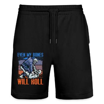 Brazilian Jiu-Jitsu even my bones will roll - Stanley/Stella Unisex Bio Joggingshorts Trainer  - Schwarz - Vorne - Nik (191cm) & Marisol (170cm)
