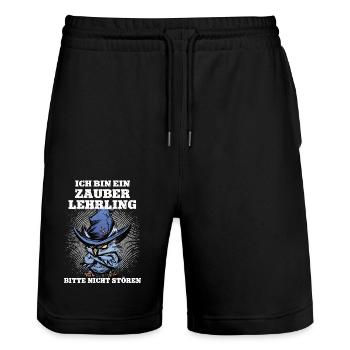 Zauberlehrling Zaubern Halloween Eule Zauberer - Stanley/Stella Unisex Bio Joggingshorts Trainer  - Schwarz - Vorne - Nik (191cm) & Marisol (170cm)