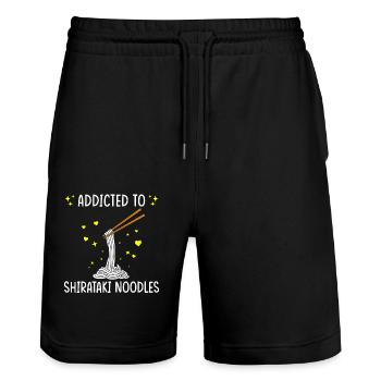 Shiritaki Noodles - Stanley/Stella Trainer Unisex Organic Jogging Shorts - black - Front - Nik (191cm) & Marisol (170cm)
