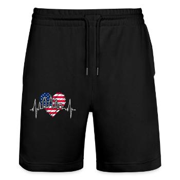 Chicago Skyline Heartbeat USA Heart I Love Chicago - Short de jogging bio TRAINER Stanley/Stella unisexe - noir - Devant - Nik (191cm) & Marisol (170cm)