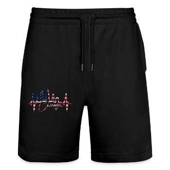 Chicago Skyline Heartbeat États-Unis Cœur J’aime Chicago - Short de jogging bio TRAINER Stanley/Stella unisexe - noir - Devant - Nik (191cm) & Marisol (170cm)