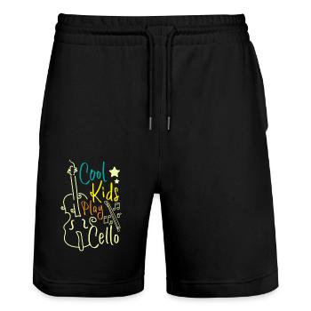 For Children Cool kids play cello - Stanley/Stella Trainer Unisex Organic Jogging Shorts - black - Front - Nik (191cm) & Marisol (170cm)
