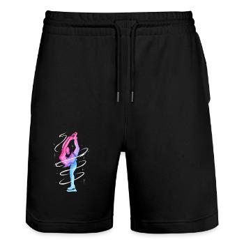Figure skater gift for figure skating - Stanley/Stella Trainer Unisex Organic Jogging Shorts - black - Front - Nik (191cm) & Marisol (170cm)
