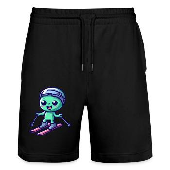 Extraterrestre Vert Ski Alien - Short de jogging bio TRAINER Stanley/Stella unisexe - noir - Devant - Nik (191cm) & Marisol (170cm)