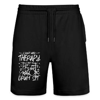 I don't need therapy I have my drum set - Stanley/Stella Unisex Bio Joggingshorts Trainer  - Schwarz - Vorne - Nik (191cm) & Marisol (170cm)