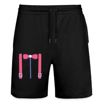 Noeud papillon bretelles coeurs drôle mignon Saint-Valentin - Short de jogging bio TRAINER Stanley/Stella unisexe - noir - Devant - Nik (191cm) & Marisol (170cm)