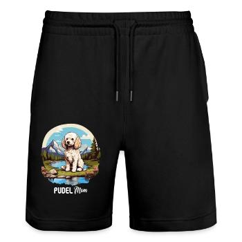 Caniche - Short de jogging bio TRAINER Stanley/Stella unisexe - noir - Devant - Nik (191cm) & Marisol (170cm)