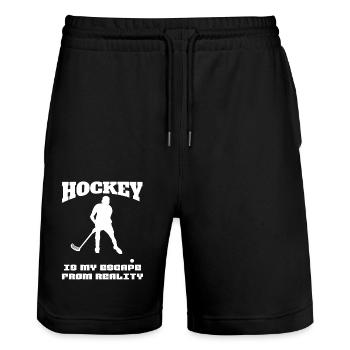 Hockey sur gazon, joueur de hockey, cadeau Floorball - Short de jogging bio TRAINER Stanley/Stella unisexe - noir - Devant - Nik (191cm) & Marisol (170cm)