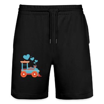 Zug Herzen Valentinstag Niedlich V-Day Lover Herz - Stanley/Stella Unisex Bio Joggingshorts Trainer  - Schwarz - Vorne - Nik (191cm) & Marisol (170cm)