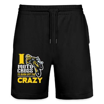 Motocross I Motocross To Burn Off Crazy - Stanley/Stella Trainer Unisex Organic Jogging Shorts - black - Front - Nik (191cm) & Marisol (170cm)