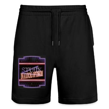 Christmas Pajama This Funny Robotics Tshirt - Stanley/Stella Trainer Unisex Organic Jogging Shorts - black - Front - Nik (191cm) & Marisol (170cm)
