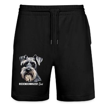 Giant Schnauzer - Stanley/Stella Trainer Unisex Organic Jogging Shorts - black - Front - Nik (191cm) & Marisol (170cm)