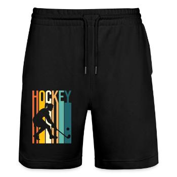 Hockey sur gazon Rétro Vintage Hockey - Short de jogging bio TRAINER Stanley/Stella unisexe - noir - Devant - Nik (191cm) & Marisol (170cm)