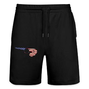 Field Hockey American Flag Vintage - Stanley/Stella Unisex Bio Joggingshorts Trainer  - Schwarz - Vorne - Nik (191cm) & Marisol (170cm)