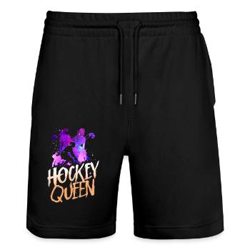 Field Hockey Space Hockey Queen - Stanley/Stella Unisex Bio Joggingshorts Trainer  - Schwarz - Vorne - Nik (191cm) & Marisol (170cm)