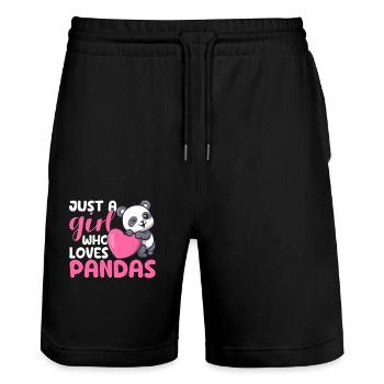 Just A Girl Who Loves Pandas Funny Panda Lover Zoo - Stanley/Stella Trainer Unisex Organic Jogging Shorts - black - Front - Nik (191cm) & Marisol (170cm)