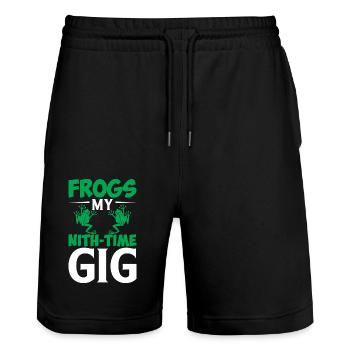 Frösche My Nith-Time Gig - Stanley/Stella Unisex Bio Joggingshorts Trainer  - Schwarz - Vorne - Nik (191cm) & Marisol (170cm)