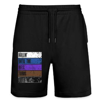 Ceinture de Jiu Jitsu Brésilien Couleurs Cadeau BJJ - Short de jogging bio TRAINER Stanley/Stella unisexe - noir - Devant - Nik (191cm) & Marisol (170cm)
