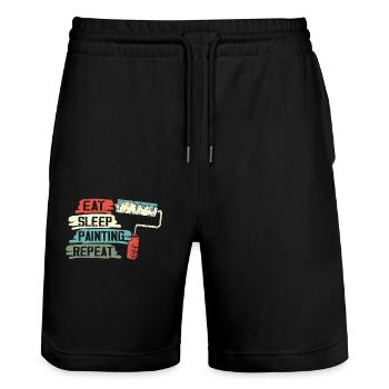 House Painter Decorator Eat Sleep - Stanley/Stella Unisex Bio Joggingshorts Trainer  - Schwarz - Vorne - Nik (191cm) & Marisol (170cm)