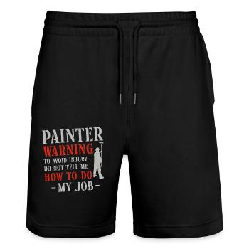 House Painter Decorator Painter - Stanley/Stella Trainer Unisex Organic Jogging Shorts - black - Front - Nik (191cm) & Marisol (170cm)